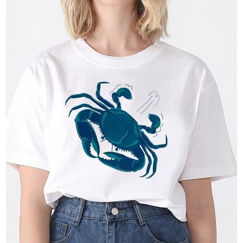 Cute Crab Cartoon Printed t shirt Women T shirt Summer Short Sleeve O-neck Women Tops Tshirt Casual Tees Lady Aesthetic