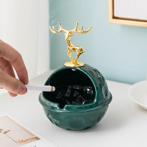 Nordic Deer Figurine Ceramic Ashtray Home Decoration Creative Smoke Accessories Office Storage Box Desk Organizer Weed Accessory