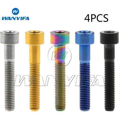 Wanyifa 4 pcs Ti Bolt M5 x30mm Titanium Bolts Brake Ti Cone Headed Hexagon Socket Ti Screws