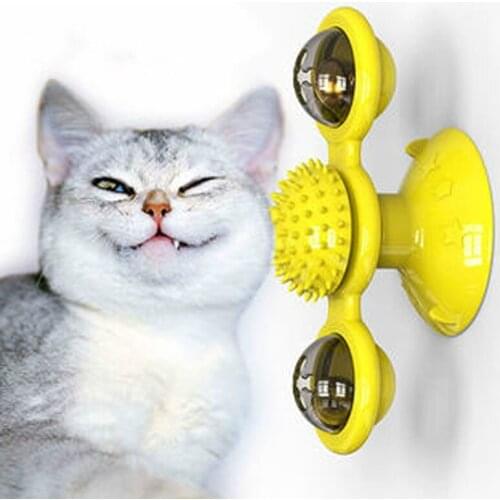 Windmill Cat Toy Funny Turntable Teasing Pet Toy Scratching Tickle Cats Hair Brush Cat Toys Interactive Puzzle Smart Pet WF106