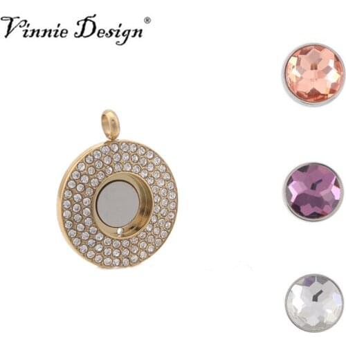 Vinnie Design Jewelry Stainless Steel Cambio Pendant with 3pcs 12mm Interchangeable Magnetic Coin