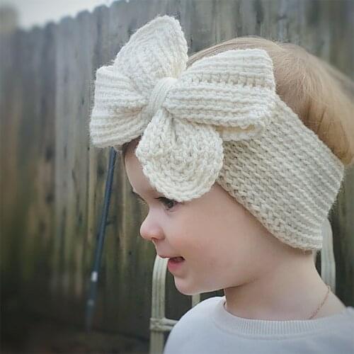 Baby Girls Bows Knit Headband Kids Turban Headwrap Band Winter Warm Children Bebe Bow knotted Hairband Haarband Hair Accessories