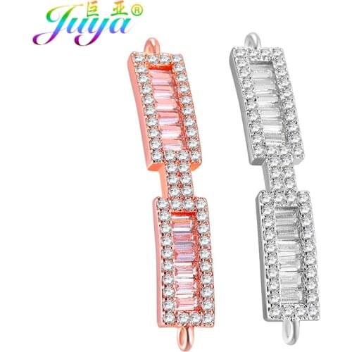 Hand Made Cubic Zirconia Jewelry Components Gold/Rose Gold Hollow Copper Charm Connectors Accesssories For Jewelry Making