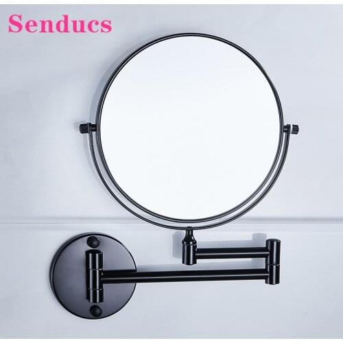 Bathroom Mirrors Quality Brass Matte Black Dual Arm Extend Bath Mirrors Wall Mounted Bathroom Accessories Double Faucet Mirrors