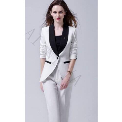 Women 2 Pieces Sets Womens Business Suits Formal OL Long Sleeve Ladies Trouser Suit Female Office Uniform Single Breasted