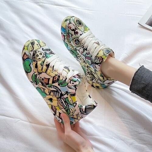 2021 Sneakers Women Casual Red Shoes for Women Sneakers Colorful Graffiti Platform Shoes 2021 Spring Women Vulcanize Shoes