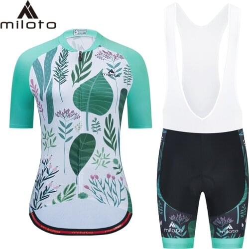 Miloto women cycling sets summer Bicycle Jersey Set Female MTB Ropa Ciclismo breathable Girl Cycle Wear Road Bike Bib Shorts