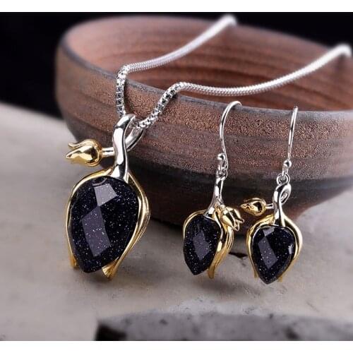 2019 Fine Jewelry Sets For Lady Real 925 Sterling Silver Pendant Necklace Earrings Ring Elegant Tulip Jewelry For Anniversary