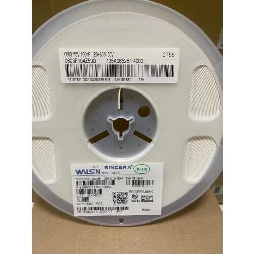 0603F104Z500CT SMD capacitor 0603 104Z 100NF 1608 0.1UF 50V Y5V 20% Professional component supplier, contact me for more models
