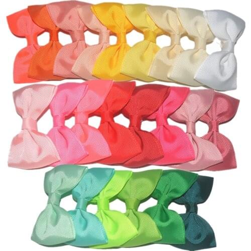 120Pcs/Lot 3 Inch Grosgrain Ribbon Bows Hair Clip Girl Lovely Boutique Headwear Hairpins Summer Colors HDJ21
