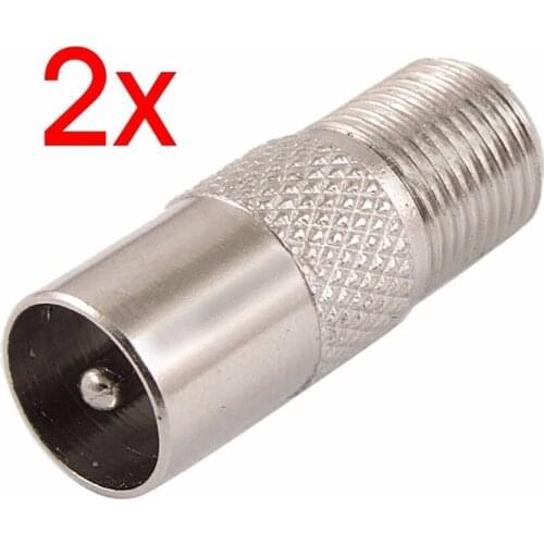 2 Pcs F Female to PAL Male 9.5mm TV Satellite Antenna RF Coax Adapter