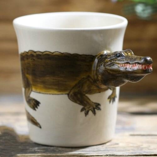 200ml crocodile coffee mug Hand-painted animal ceramic mug Creative realistic 3D ceramic cup Gift glass