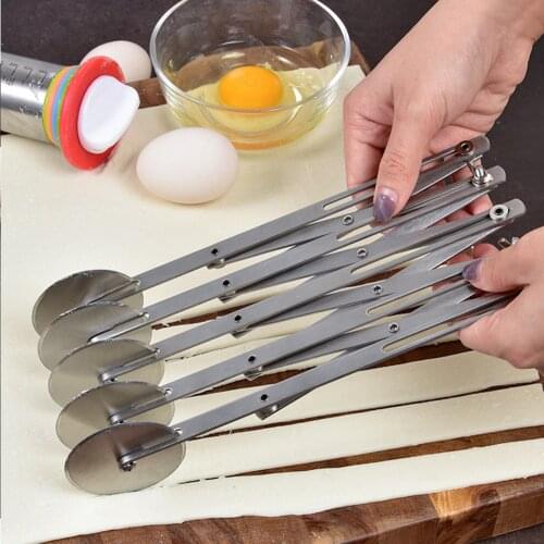 3/5/7 Wheels Cutter Adjustable Dough Divider Side Pasta Knife Flexible Roller Blade Pizza Peeler Stainless Steel Bakeware Tools