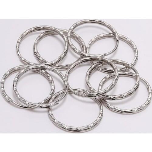 30pcs/lot 25mm Metal Round Keyring Rhodium Color Split Key Ring Llaveros clasp For Keychain DIY Jewelry Making Accessories