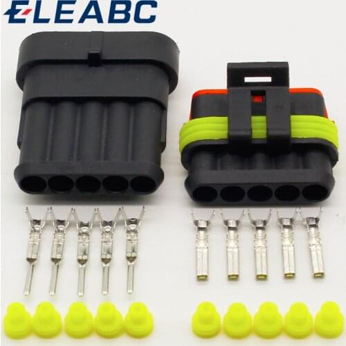 5 Sets NEW Car Part 5 Pin Way Sealed Waterproof Electrical Wire Auto Connector Plug Set