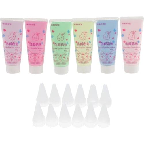 6 Pieces Colors Kawaii 3D Pattern Making DIY Cream Glue for Phone Cases，free send 2 pieces pastry tips accordingly