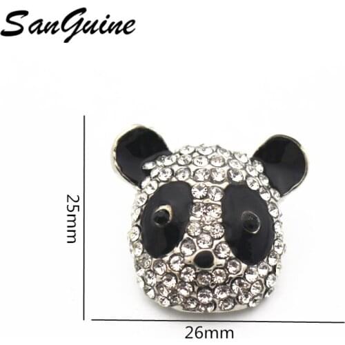 6pcs/lot Snap Jewelry Rhinestone Vintage Crystal panda Metal 18mm Snap Buttons for 18/20mm snap Bracelet bangles For Women