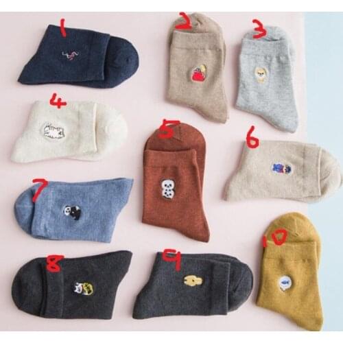 600pairs/lot women new fashion cotton cute cartoon animal dog/panda/cat embroidery sock