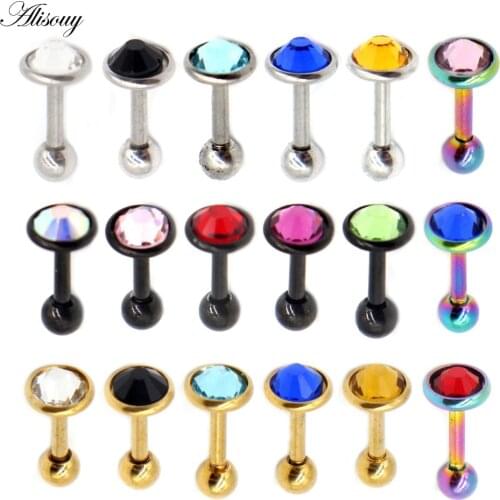Alisouy 1pc Zircon Shaped Internally Threaded Prong 1.2*6*3/4/5mm Top Labret Lip Ring 16G Tragus Helix Piercing Septum earrings