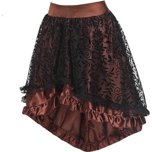Wedding Party Asymmetrical Petticoat Steampunk Gothic Vintage Skirt Lace Floral Elastic Waist Corset Skirt Wholesale
