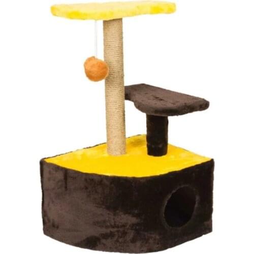 REALLY LARGE HOUSE for a cat with a scratching post 3-level corner light gray 86cm