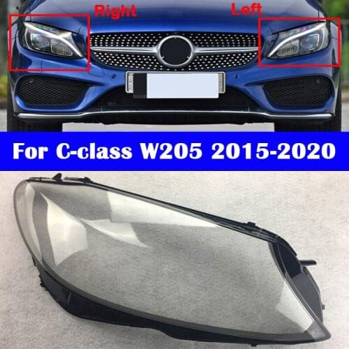 For Mercedes-Benz C-class W205 2015-2020 Car Transparent Lampshade Lamp Shell Front Headlamp Lens Glass Headlight Cover