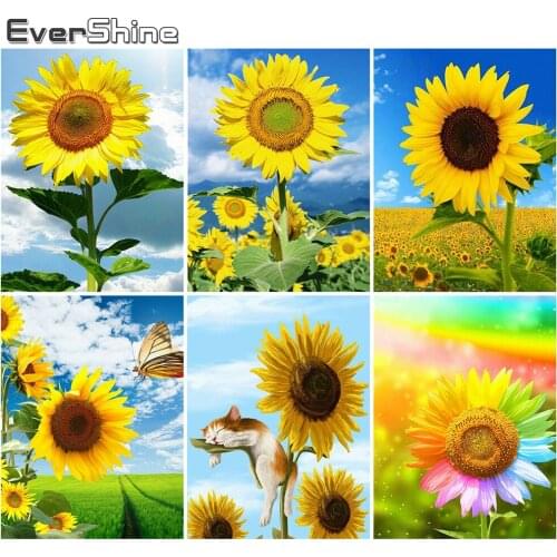 Evershine Diamond Painting Sunflower Diamond Embroidery Full Square Flowers Rhinestones Of Pictures Mosaic Wall Decor