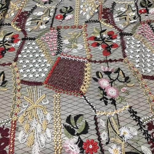 GLace 3Y/Lot Flower Embroidery lace fabric Black Mesh Fabric for Night Dress Skirt Decoration DIY Material Wedding lace TX532