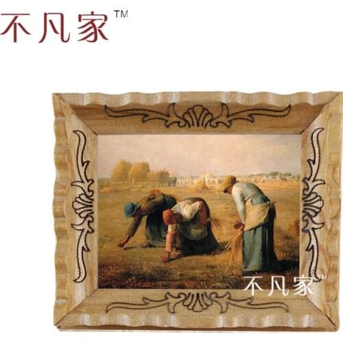 Wholesale dollhouse 1:12 scale miniatue Classical farmersin a farm oil Home Decorations Painting Frame