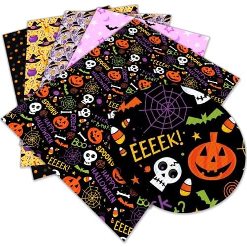 Halloween Faux Leather Sheets for Making Halloween Theme Earrings and Hair Bows Crafting Bags DIY Festival Decor 22x30 cm