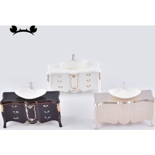 Dollhouse Bathroom Sink 1:25 Miniature Wash Basin Bathroom Sink Model Simulation Accessory for Dollhouse