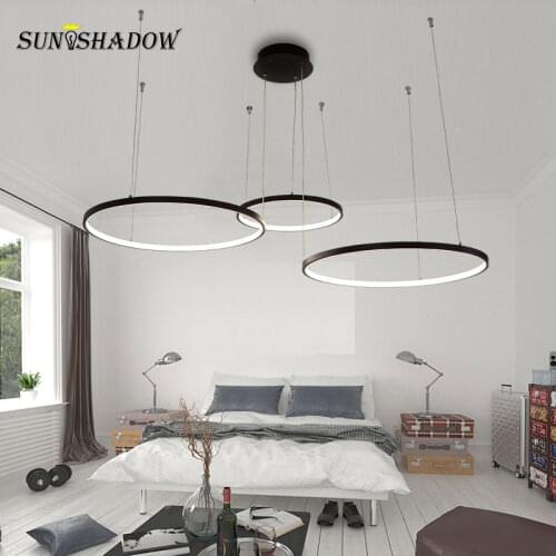 Minimalist Modern Led Pendant Light Black Circle Chandelier Pendant Lamp for Living room Dining room Kitchen Bedroom Lustre Lamp