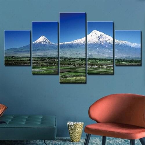 Modular Hd Prints Picture Home Landscape Decoration Snow Mountain Paintings 5 Set Canvas Poster Wall Art For Living Room Frame