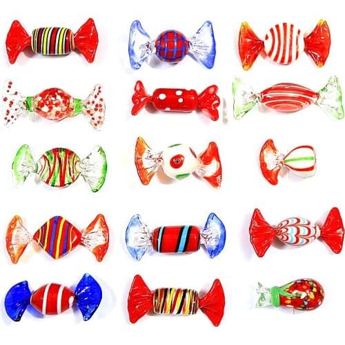 MURANO art Christmas red Glass Candy Ornaments home Table decoration accessories Holiday Party New Year gift for friend children