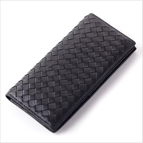 Sheepskin wallet men Genuine leather high quality long purse men Slim Wallet with card holder Black and Navy Blue