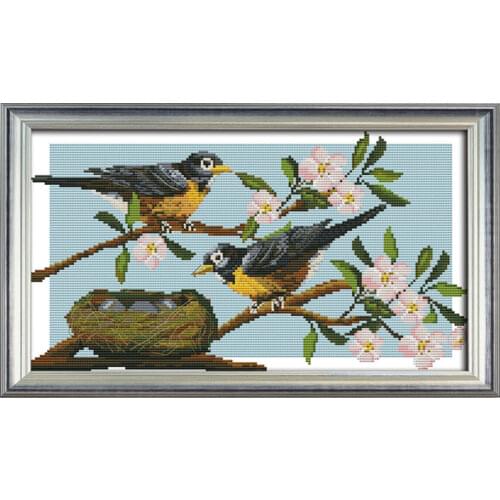 Birds' expectation cross stitch kit 14ct 11ct count print canvas hand sew cross-stitching embroidery DIY handmade needlework