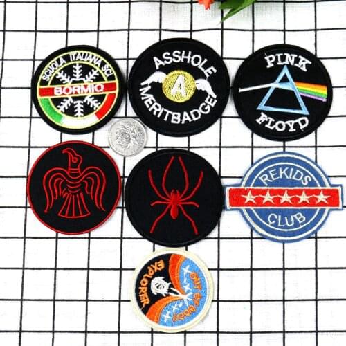 50pcs/Lot Embroidery Patches Letters Clothing Decoration Accessories Weird Stuff Round Iy Iron Heat Transfer Applique