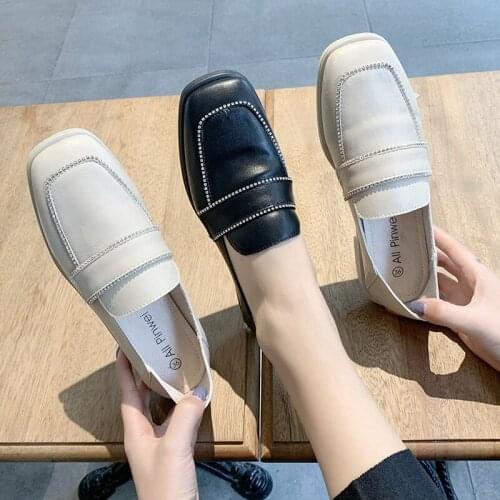 New spring fashion womens singles shoes solid color rhinestone decoration simple elegant daily casual womens flat shoes U29-44