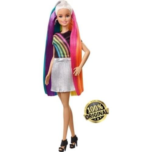 Original Barbie FXN96 Rainbow Sparkle Hair Combination Princess Barbie Doll Play House Toy радужные волосы