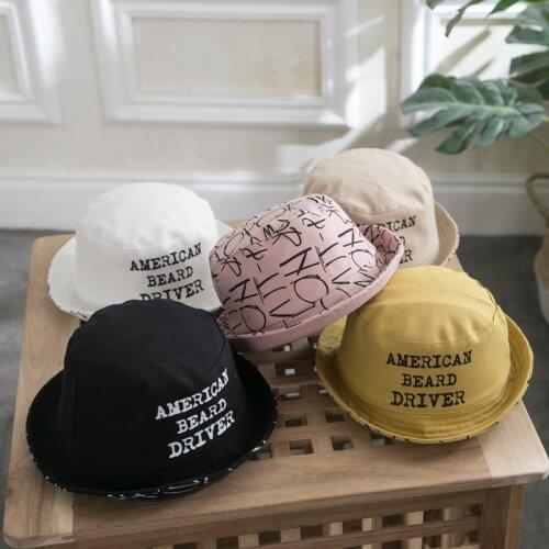 Cool Bucket Hats For Baby Girl Boy Double Sided Sun Cap For Boys Letter Print Panama Hat Fisherman Beach Sun Protection Accesroy