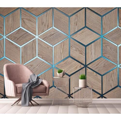 Custom wallpaper simple fashion mural geometric wood grain line background wall
