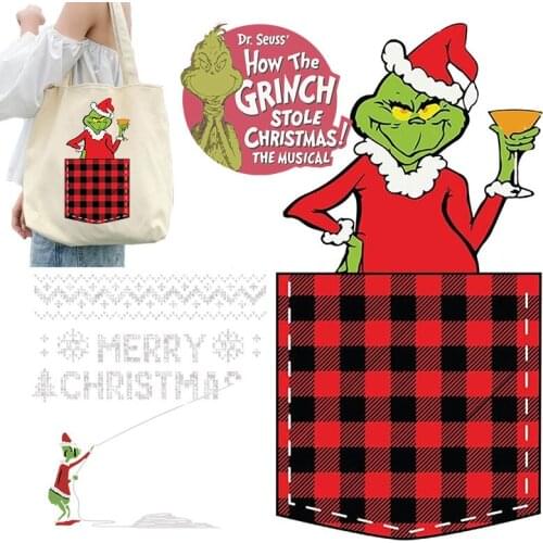 Christmas cartoon pocket animal English alphabet design Printed Ironing For Clothing Heat Transfer PVC Patch Iron on patches