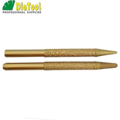 SHDIATOOL 2pcs CNC Vaccum Brazed Diamond Engraving Bits With Different Ends Cutter Carving Tooling