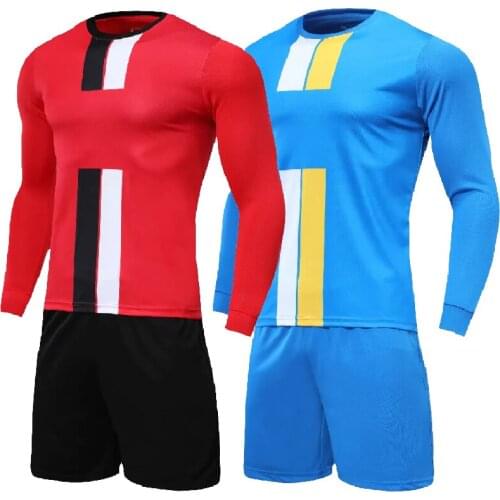 Blank Top Football Jerseys Men kids soccer jerseys set Winter Soccer Jersey uniforms Adult Long sleeve kids football shirt Set