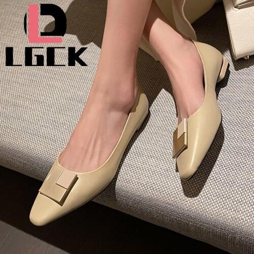 Plus Size 34-41 Pointed Toe Soft Genuine Leather Women Pumps Shoes Spring Summer Basic Female Fashion Comfortable Low Heel Shoes