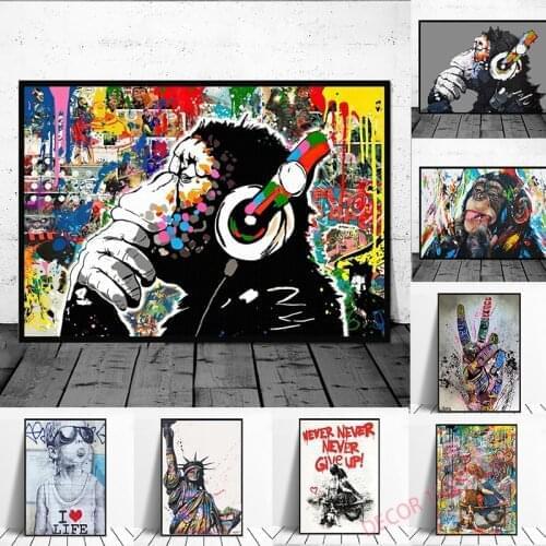 Street Graffiti Art Banksy Canvas Painting Posters and Prints Wall Pop Art Pictures for Cuadros Living Room Decor