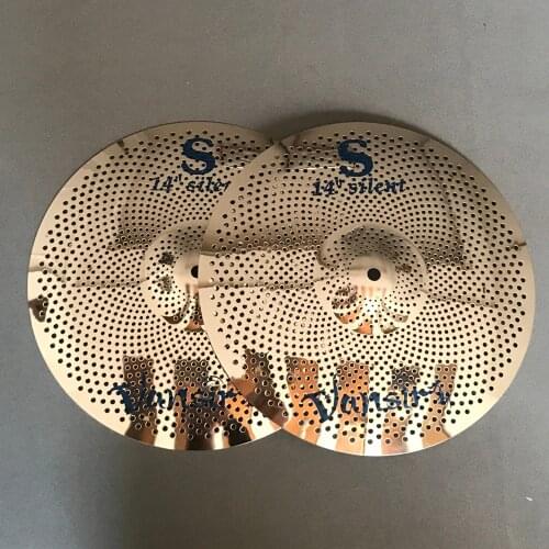 Vansir Cymbal polishing Low Volume Cymbals 14 hihat Silver/Blue/Gold/Rainbow/Red/Black silent mute cymbal for practice