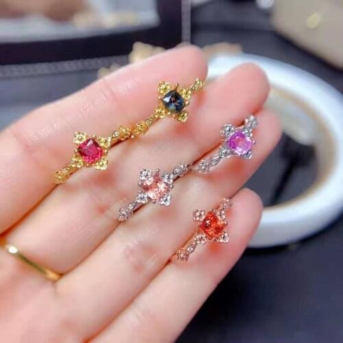 High Quality Colored Spinel S925 Pure Silver 3 Colors Ring Fine Fashion Wedding Charming Jewelry for Women MeibaPJFS