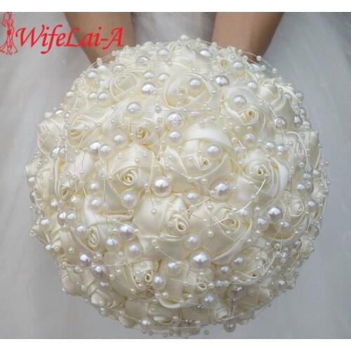 WifeLai-A New Ivory Cream Pearls Brooch Wedding Bouquets buque de noiva Bridal Wedding Bouquets Festival Flowers W3018-17
