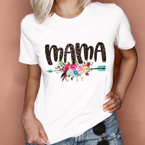 Women Graphic Floral Leopard Letter Clothing Sweet Mama Mom Mother Fashion Lady Clothes Tops Tees Print Female Tshirt T-Shirt